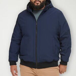 NEW Dockers Mens Sherpa Lined Wind Resistant Hooded Jacket TALL XLT
